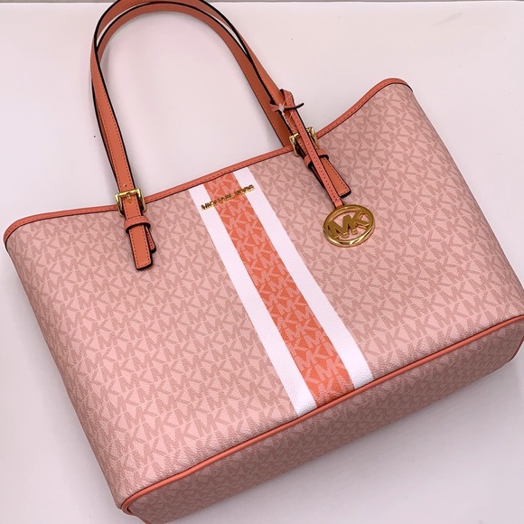 MICHAEL KORS JET SET TRAVEL MEDIUM CARRYALL TOTE SHERBERT MULTI COLOR - Picture 3 of 16